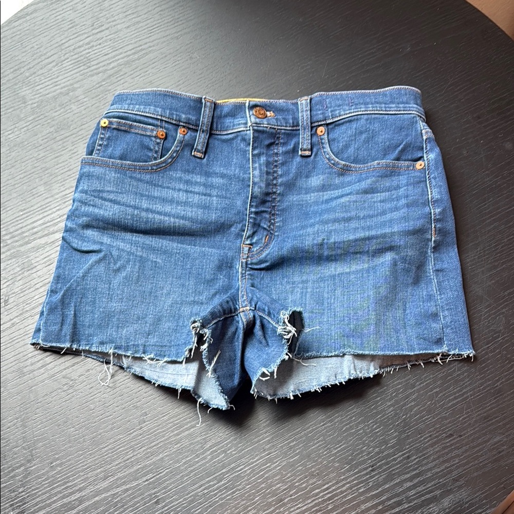 Madewell Blue Jean Shorts with Frayed Hem